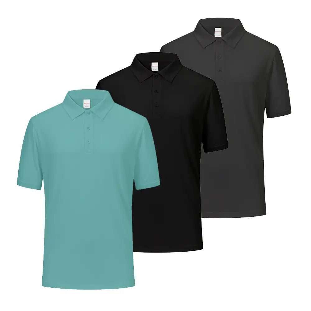 3 Pack Moisture-Wicking Performance Short Sleeve Golf Shirts for Men - Breathable Quick-Dry Athletic Polo Tops - Perfect for Golf, Tennis & Casual Wear