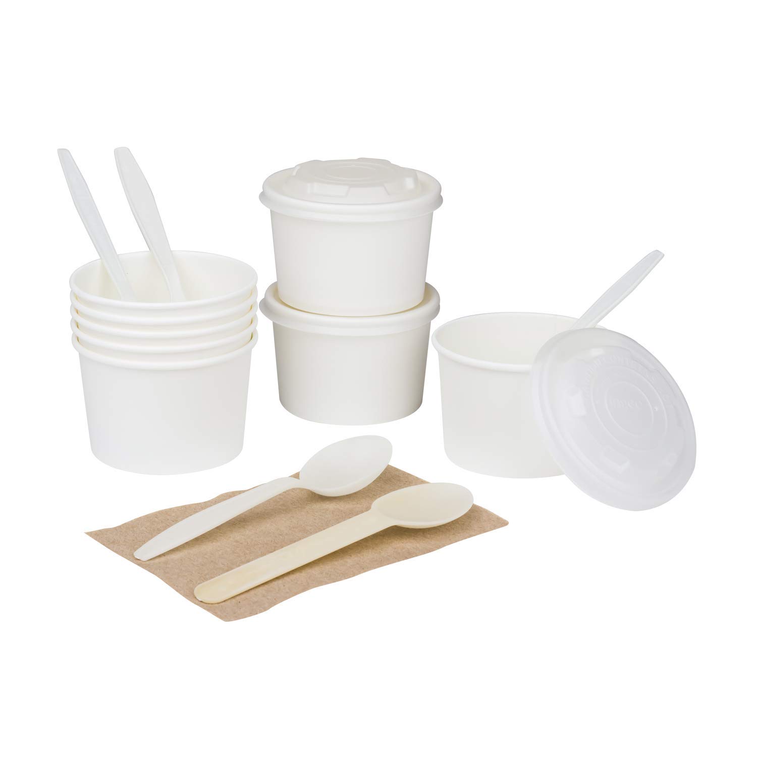 Karat Earth KE-KDP8W 8oz White Paper Food Containers - 1000 Pack | Eco-Friendly Disposable Takeout Boxes for Restaurants, Catering & Parties