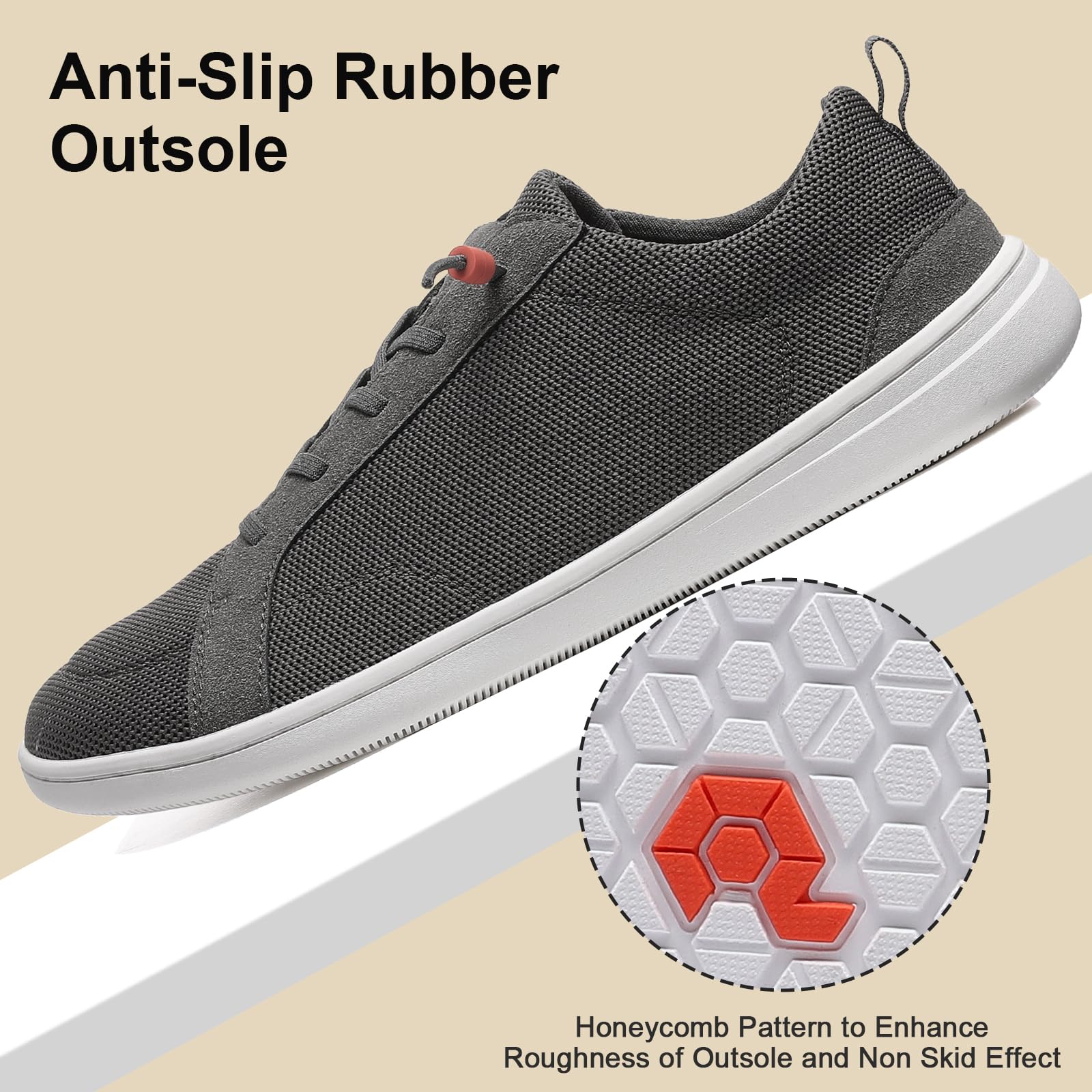 Men's Barefoot Wide Toe Box Shoes - Minimalist Zero Drop Sole Slip-On Walking Shoes for Men | Extra Wide Comfort for Natural Movement | Perfect for Trail Running, Gym Workouts & Everyday Wear