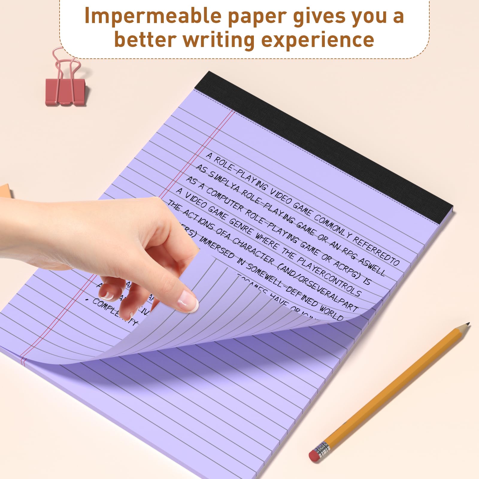 3-Pack Colored Legal Pads 8.5 x 11 Inch - Wide Ruled Notepads with Perforated Sheets, 21lb Pink Purple Blue Paper, 30 Sheets per Pad, Sturdy Back for Home Office School - Perfect for Note Taking, Journaling & Organizing Tasks