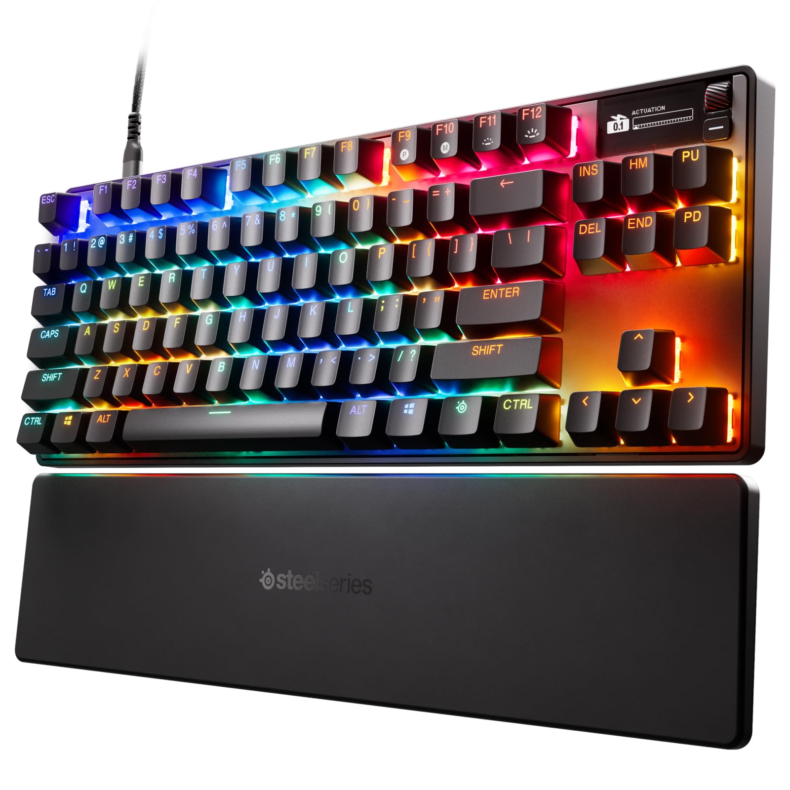 SteelSeries Apex Pro TKL Gen 3 Mechanical Gaming Keyboard with OmniPoint 3.0 HyperMagnetic Switches - Adjustable Actuation & Rapid Trigger - RGB Backlit, OLED Display & PBT Keycaps - USB-C Connectivity - Perfect for FPS, MOBA & Esports Gaming