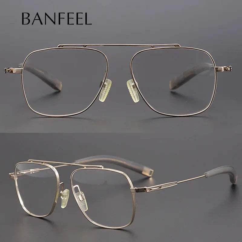 Aror Unisex Full Rim Square Brow Line Titanium Eyeglasses Frame 494105 - Lightweight Durable Glasses for Work, Reading & Fashion