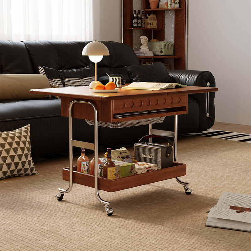Versatile Movable Coffee Table & Mini Dining Table with Storage - Transformable Design for Small Spaces, Living Room, Studio Apartments & Dorm Rooms
