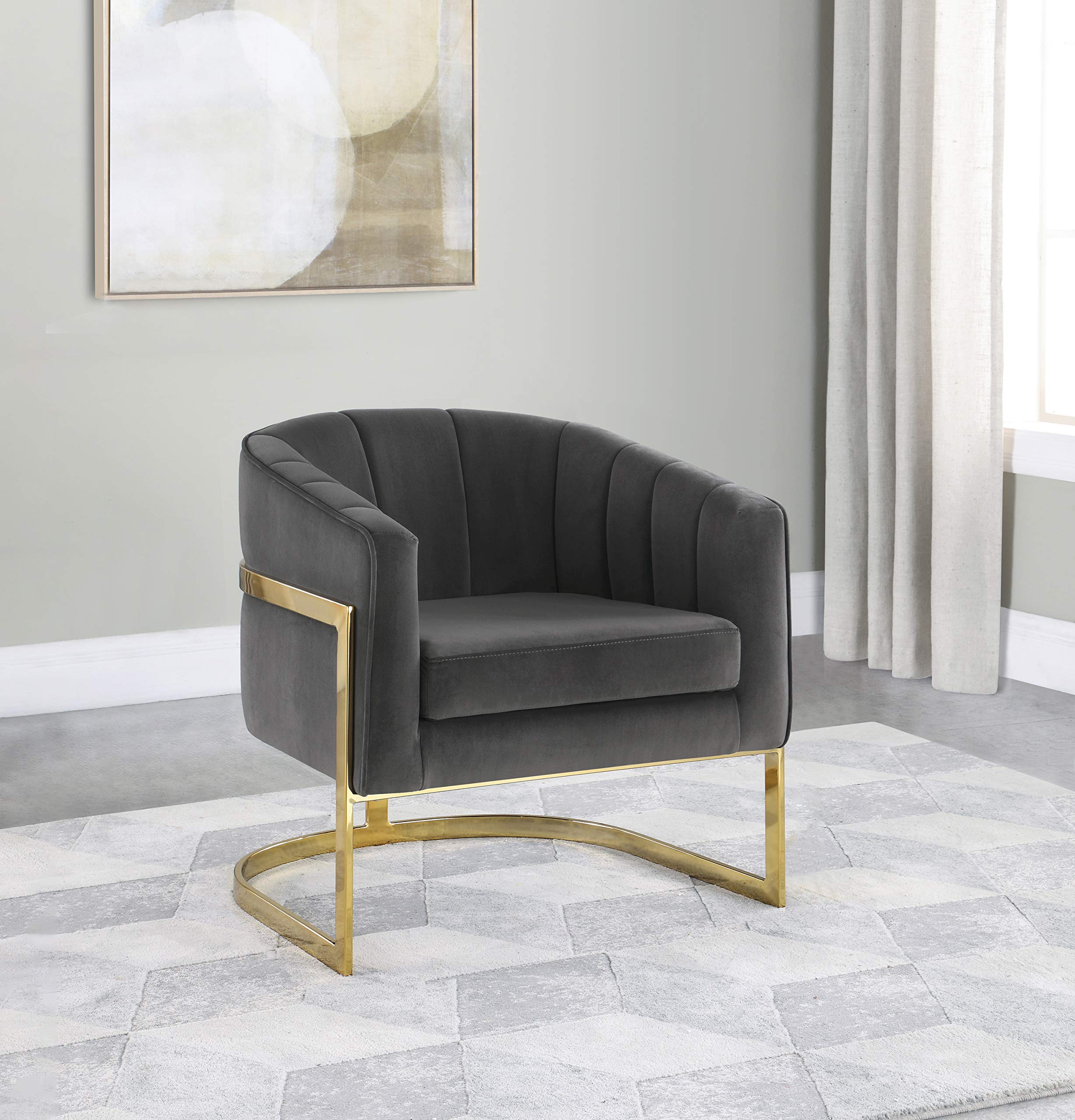 Dark Grey and Gold Accent Chair by Coaster Furniture - Modern Living Room, Bedroom, or Office Seating - Model 903039