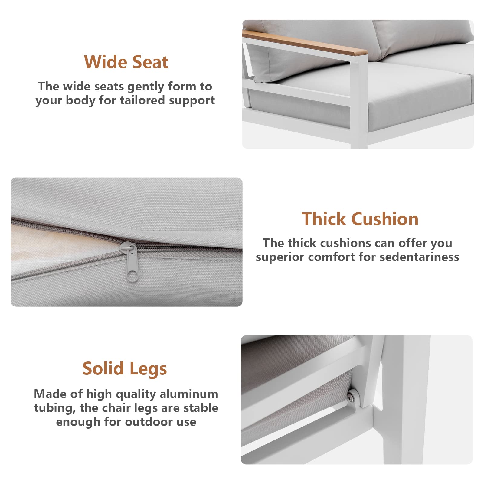 Outdoor Patio Furniture Set - 2 Seater Aluminum Loveseat Sofa with Beige All-Weather Cushions, White Frame - Perfect for Garden, Balcony, Backyard & Poolside Relaxation