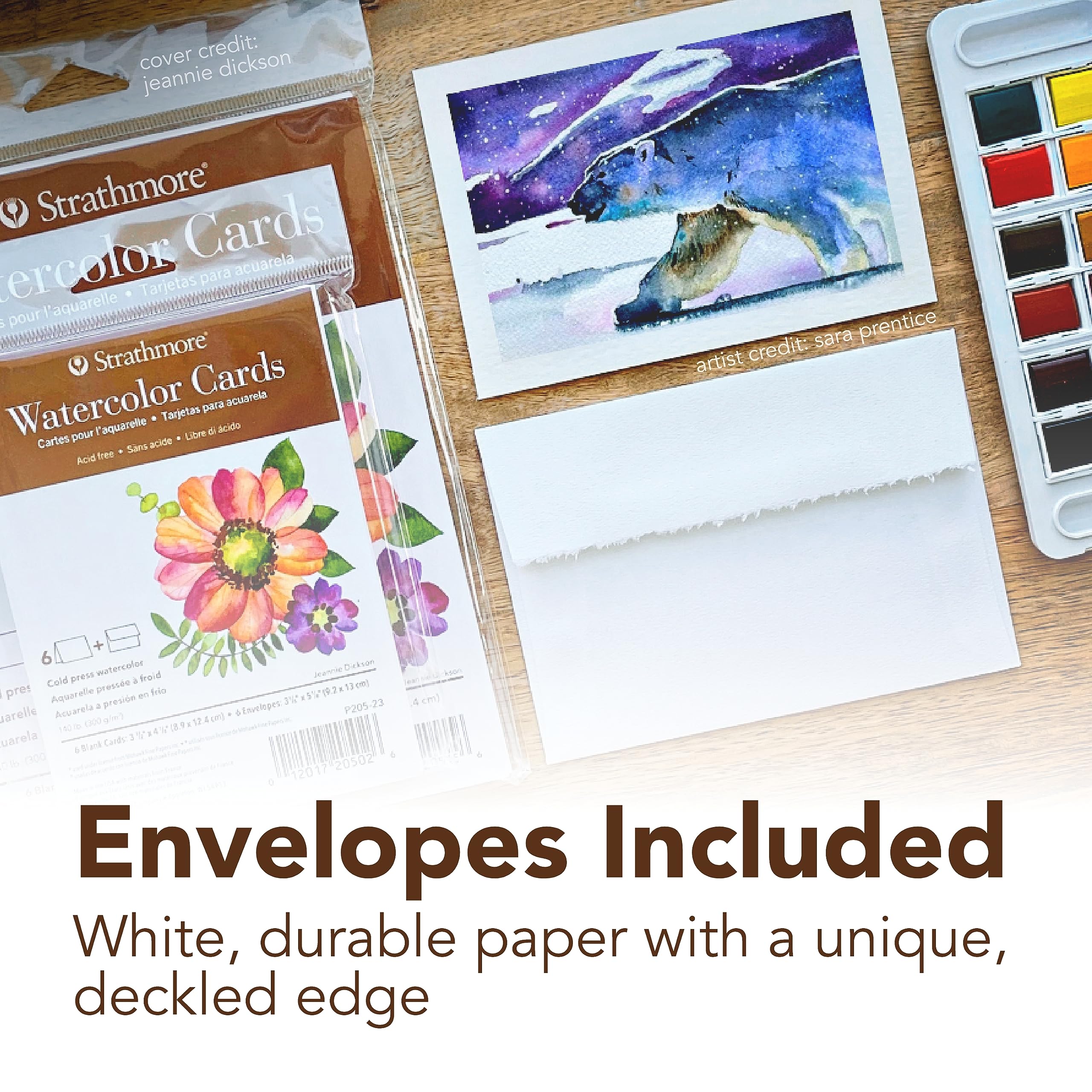 Strathmore 400 Series Watercolor Cards - 5x6.875 Inches Cold Press Paper, 6 Pack with Envelopes | Premium Handmade Greeting Cards for Weddings, Birthdays & Special Events | Perfect for DIY Invitations, Thank You Notes & Artistic Projects
