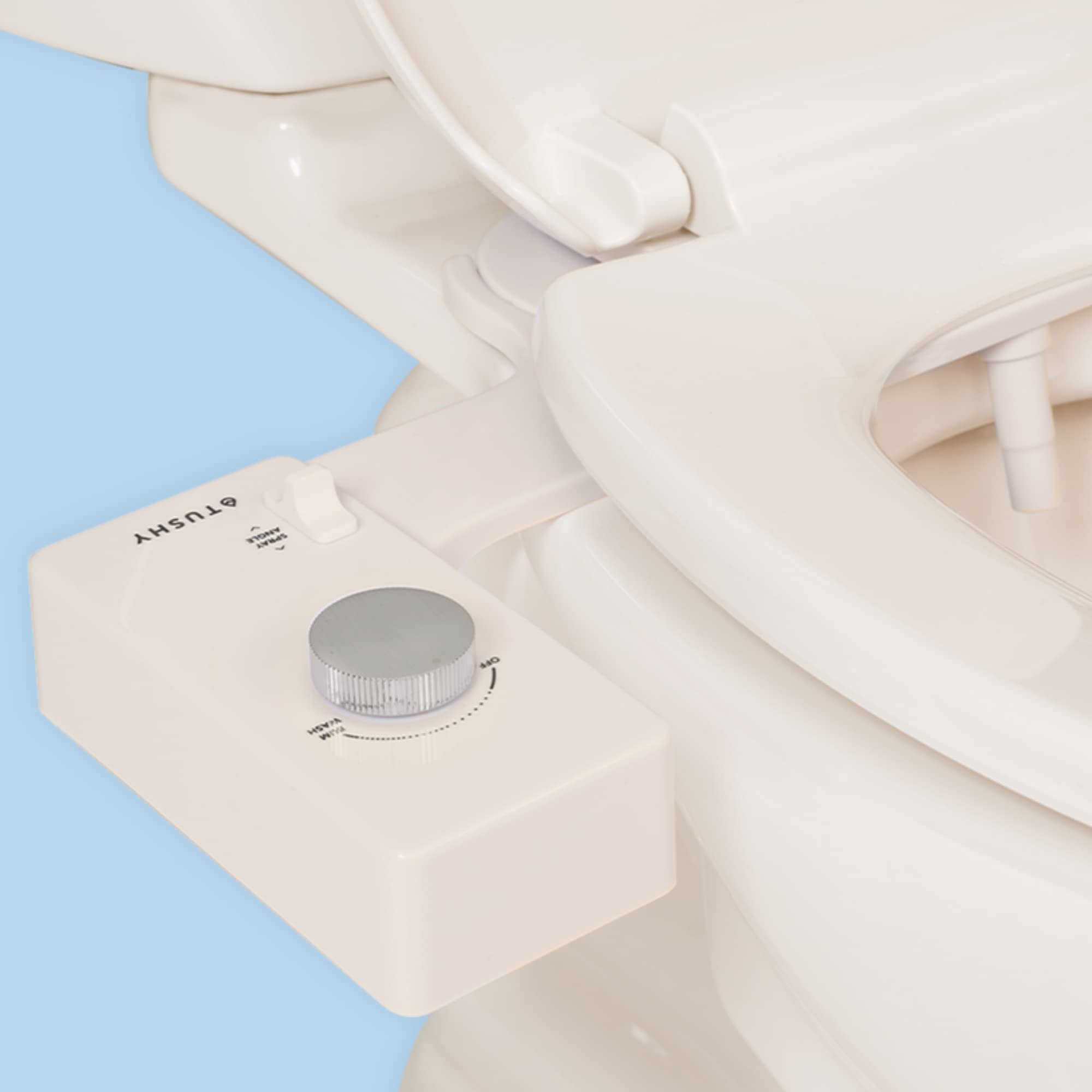 TUSHY Classic 3.0 Bidet Seat Attachment - Adjustable Water Pressure Nozzle, Angle Control, Non-Electric Self-Cleaning Sprayer for Toilet - Easy Home Installation (Biscuit/Platinum) - Perfect for Bathroom Hygiene & Comfort Upgrade