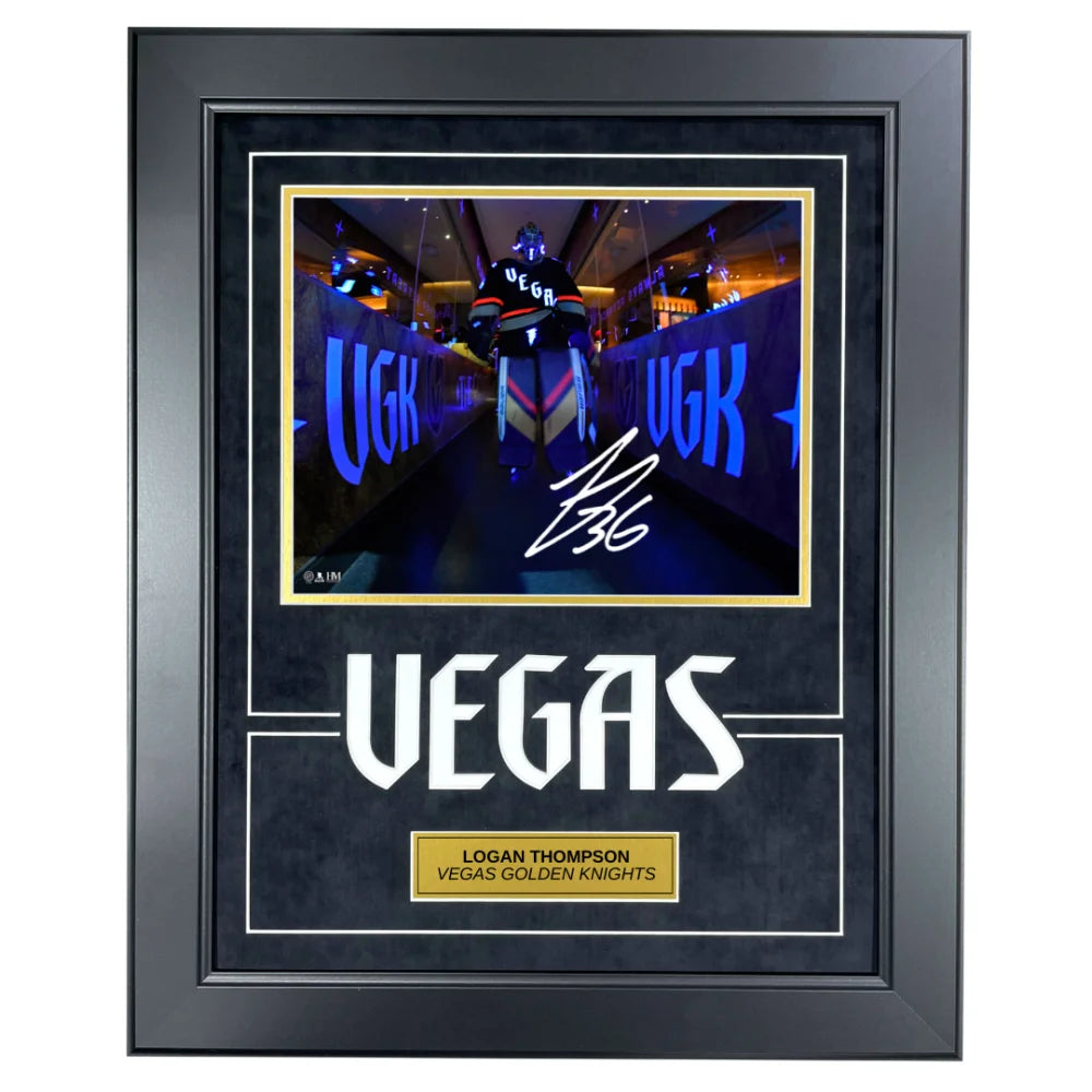 Logan Thompson Vegas Golden Knights Glow in the Dark Signed 11x14 Photo with IGM COA Autograph - Perfect for Hockey Fans, Sports Memorabilia Collectors, and Man Cave Decor