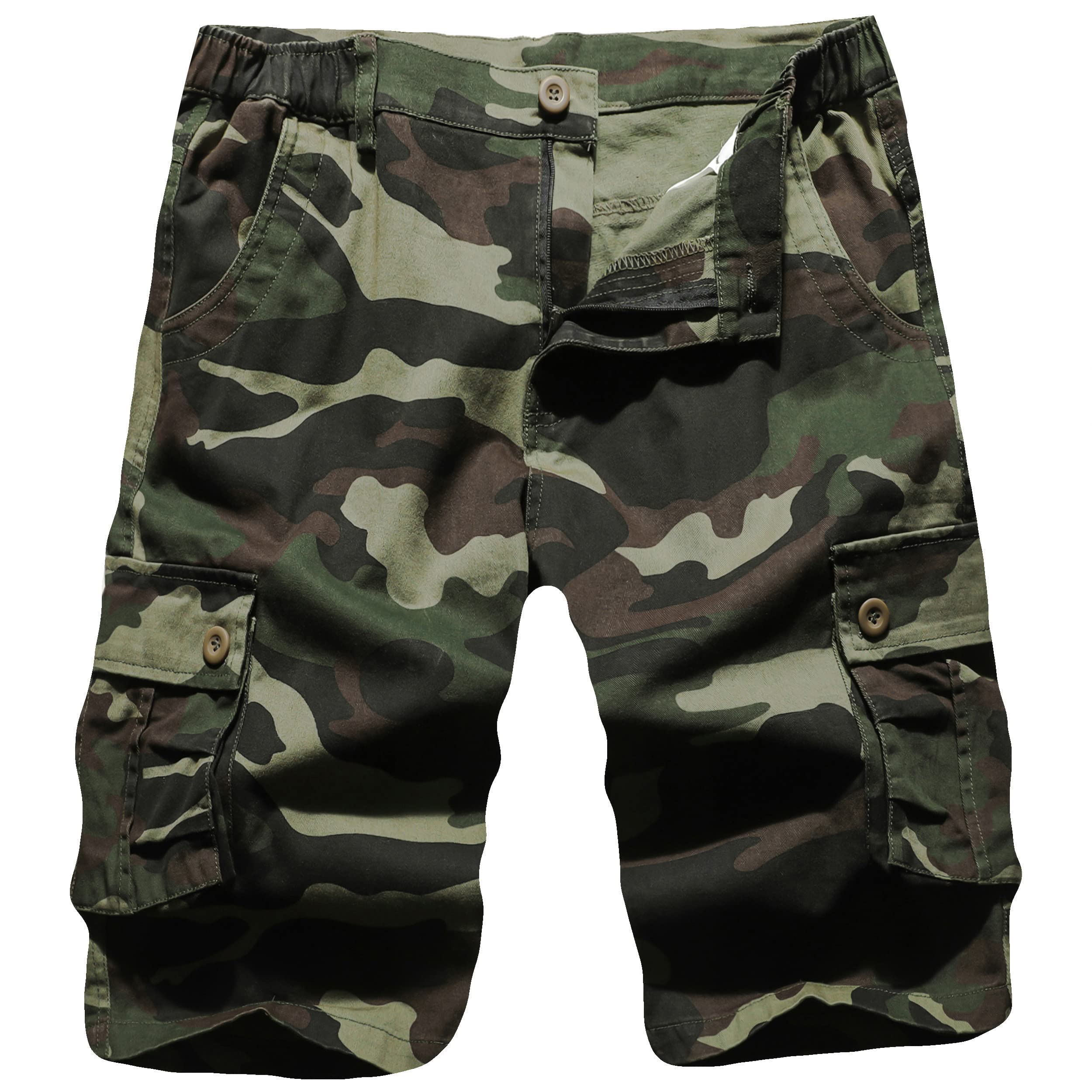 APTRO Men's Cargo Shorts Camo - Lightweight Quick-Dry Work Shorts with Multiple Pockets for Outdoor, Hiking, and Casual Wear