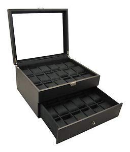 36 Watch Case with Glass Top - 52mm Watch Storage Organizer Box, Leatherette Watch Display for Men & Women - Perfect for Jewelry Shops, Watch Collections & Home Decor