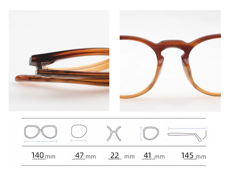 Unisex Black Acetate Full Rim Round Eyeglasses NN002 - Stylish & Comfortable for Work, Reading, and Everyday Wear