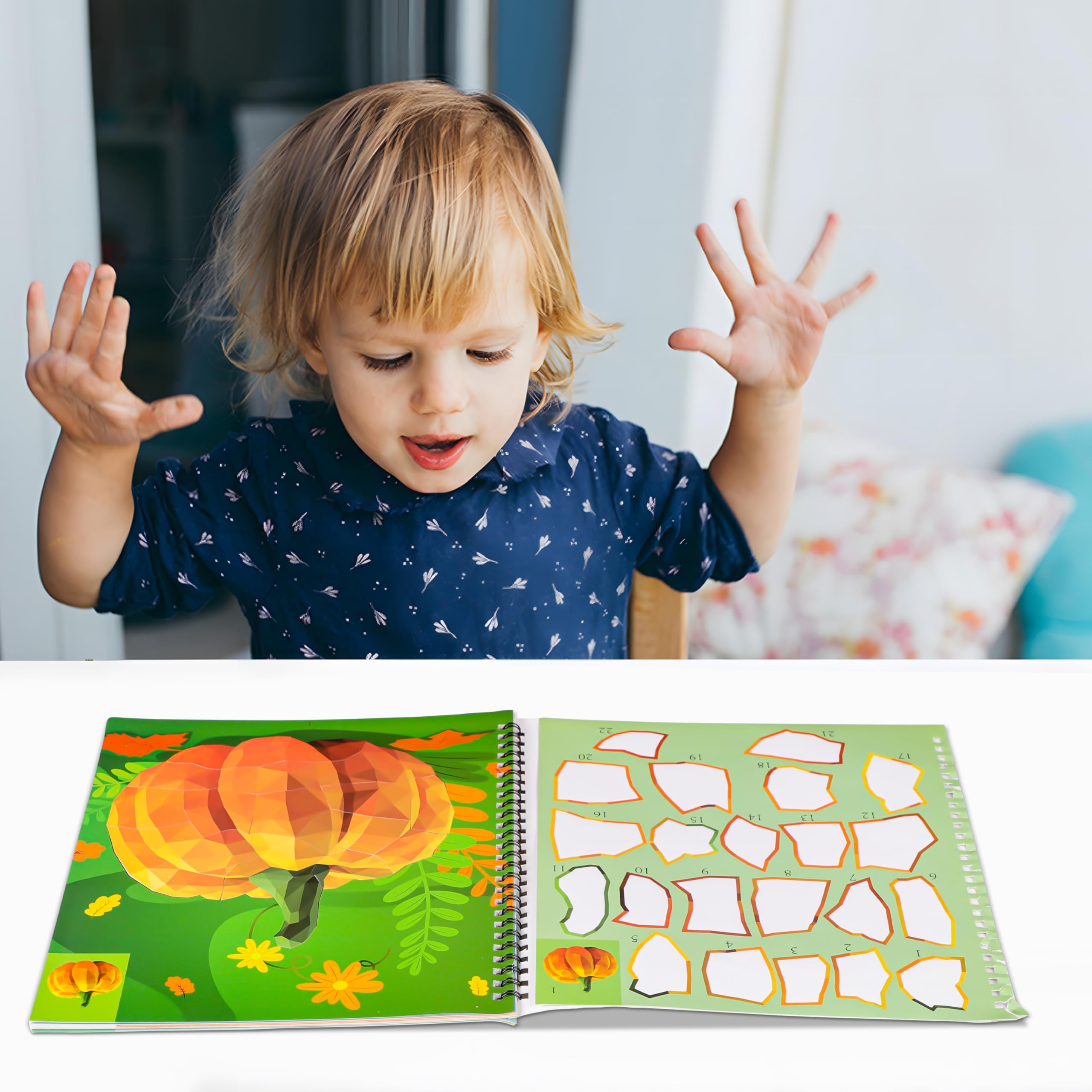 90Shine 2PCS Thanksgiving Sticker Activity Books for Kids Ages 4-8 - Fall Turkey Pumpkin Harvest Craft Kits with 22 DIY Scenes - Perfect for Classroom Party Gifts & Holiday Family Bonding Activities