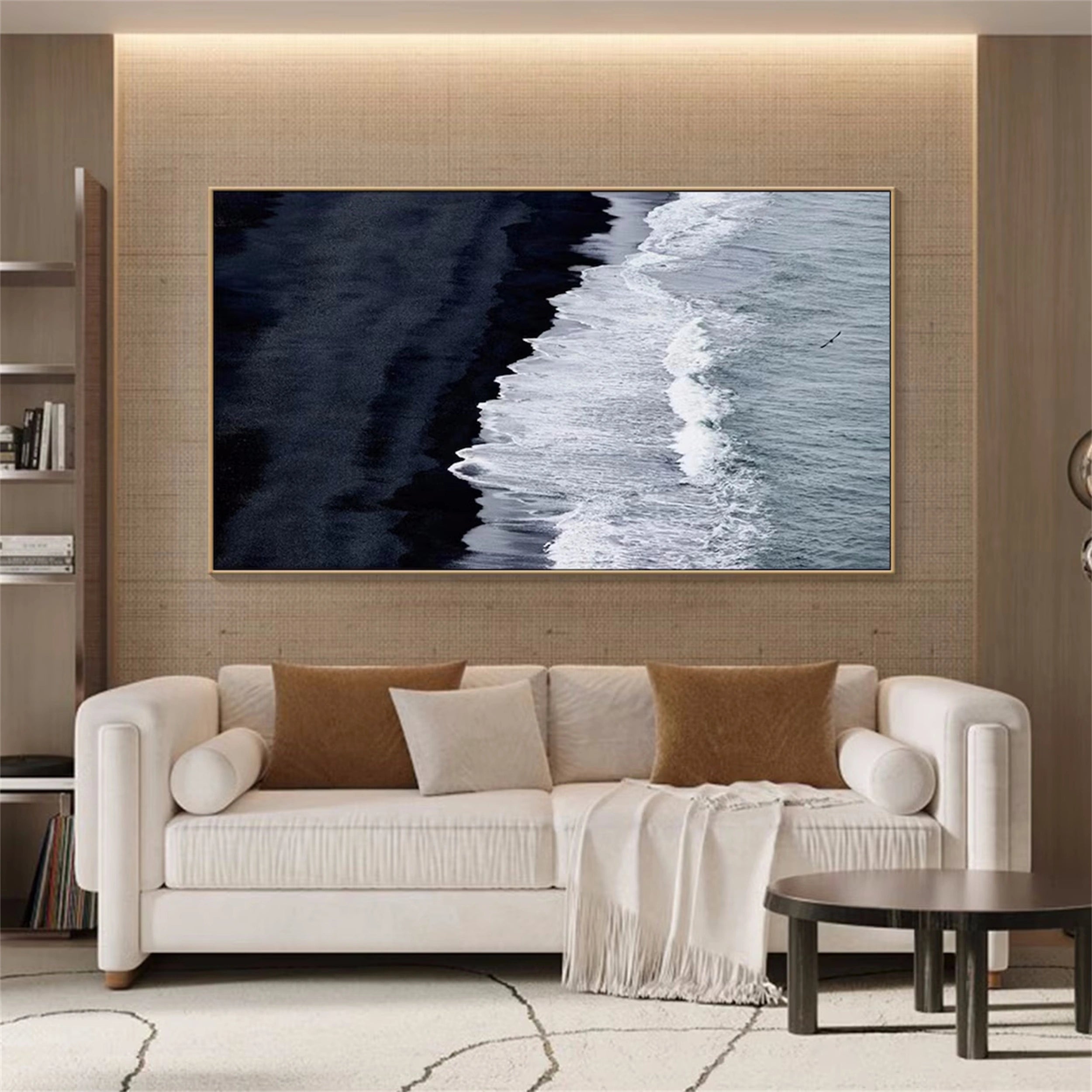 Modern Black and White Textured Minimalist Wall Art Print #MZ056 - Perfect for Living Room, Bedroom & Office Decor