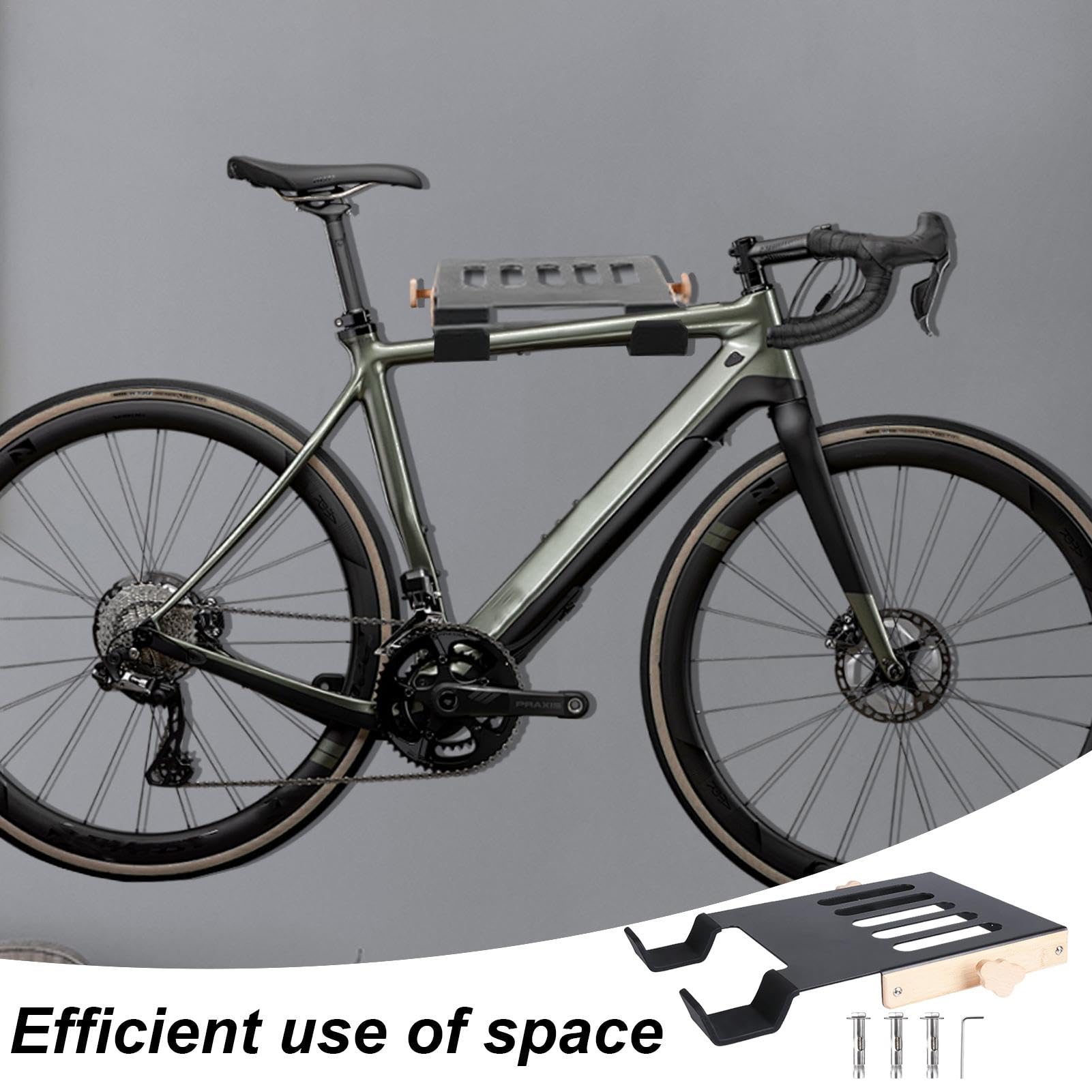 Wall Mount Bike Rack - Heavy Duty Mountain & Road Bicycle Storage Holder with Mounting Hardware - Space Saving Garage & Living Room Bike Display for Cycling Enthusiasts