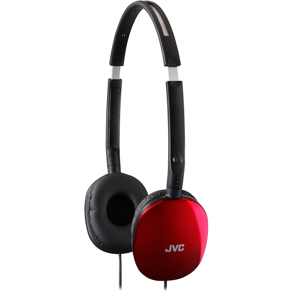 JVC HAS160R Lightweight Flat On-Ear Headphones with 30mm Drivers - Red | Perfect for Travel, Commuting, and Office Use