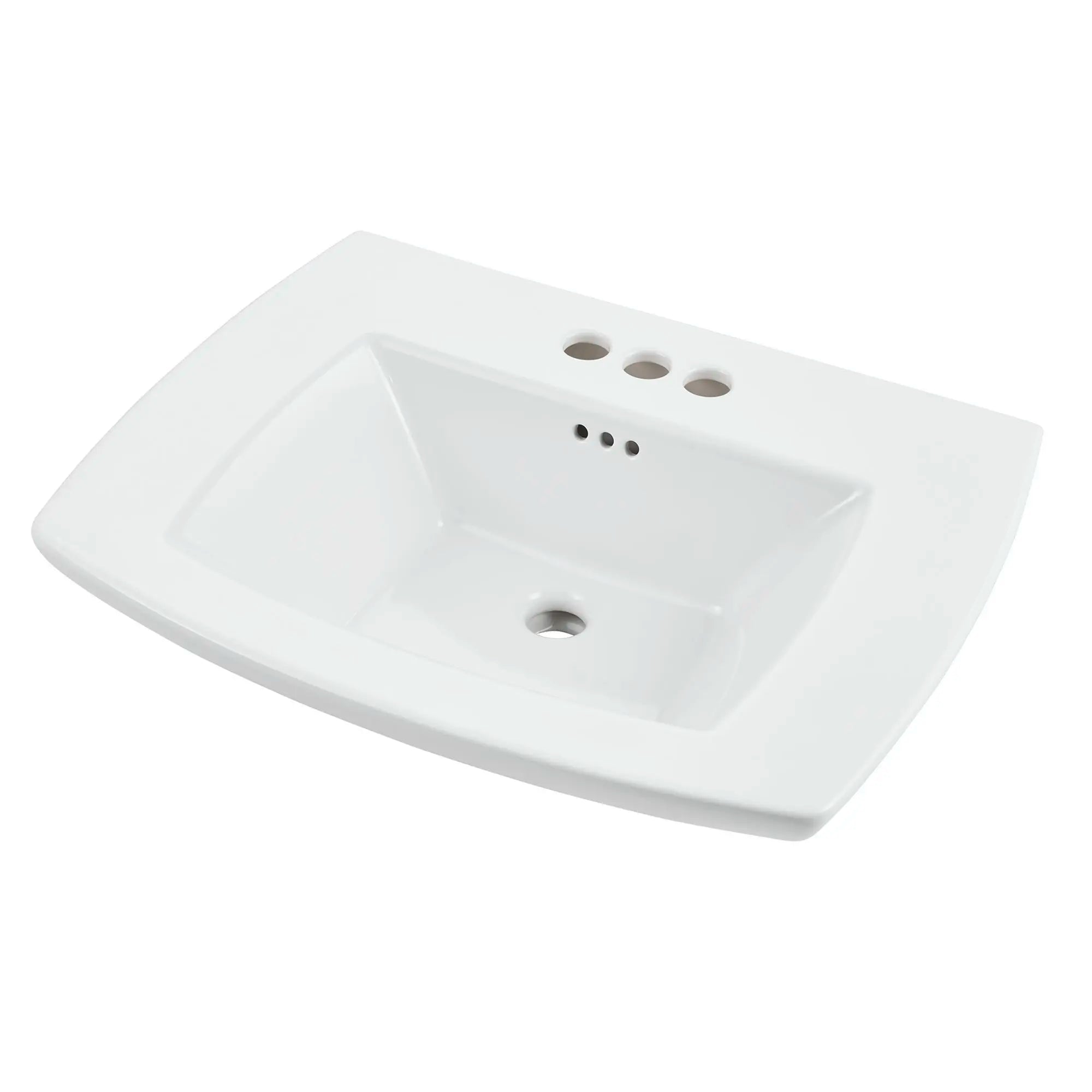 Edgemere 4 Inch Centerset Pedestal Sink Top and Leg Set - White Ceramic Bathroom Vanity for Small Space, Perfect for Powder Room or Half Bath Installation