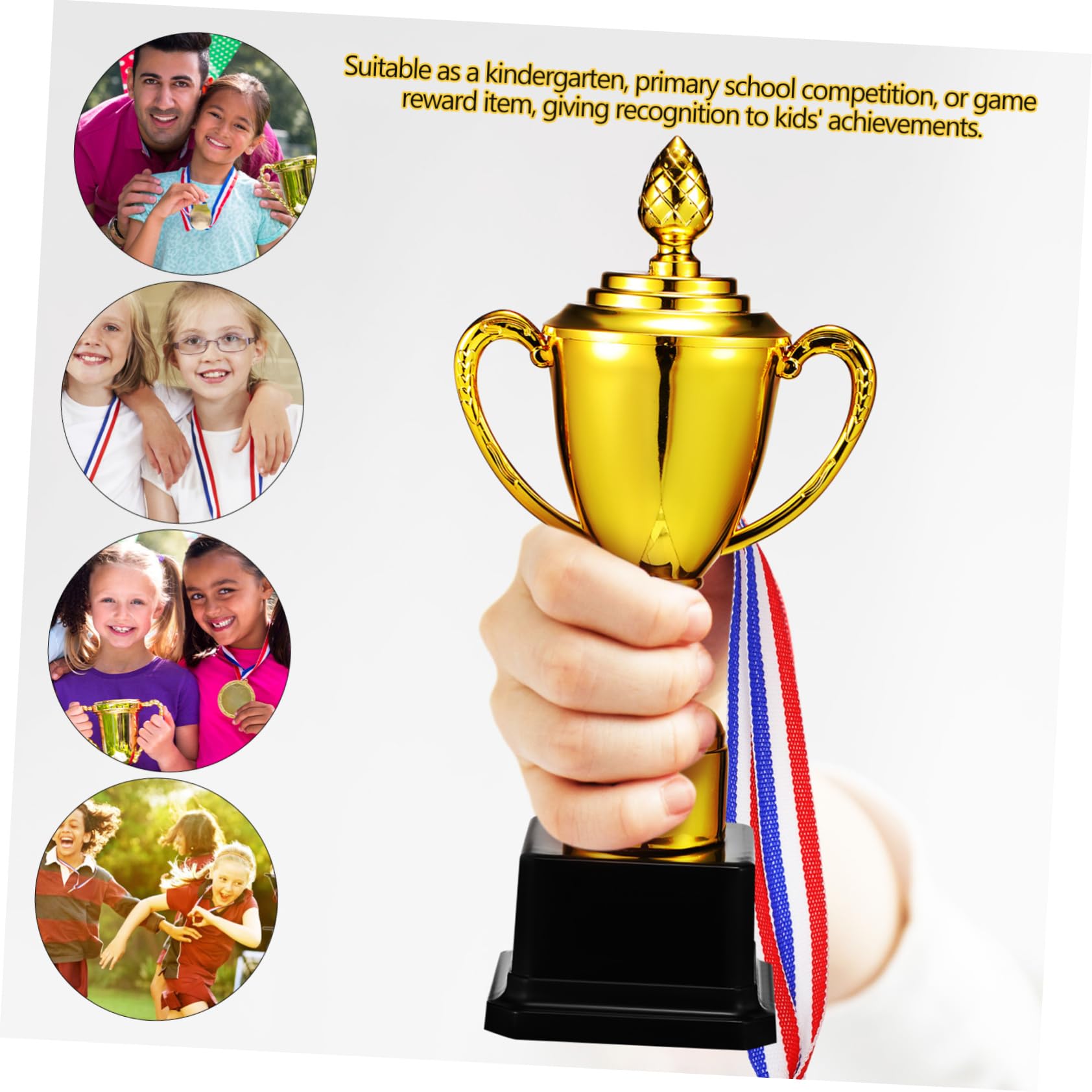 BIUDECO 12-Pack Small Plastic Trophy Cups - Gold Prize Awards for Kids, Students, Teachers - Fun Reward Trophies for Classroom, Sports, Parties & Achievements