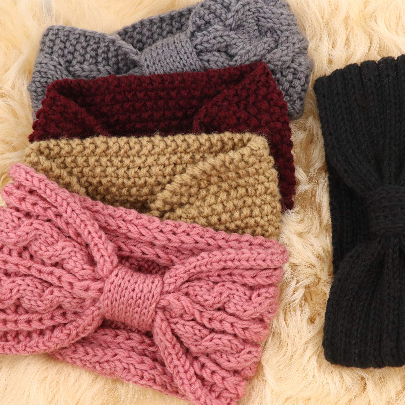 DRESHOW Women's Crochet Ear Warmer Headband - Soft Knit Stretchable Winter Headband for Women - Perfect for Skiing, Running, and Cold Weather Outdoor Activities