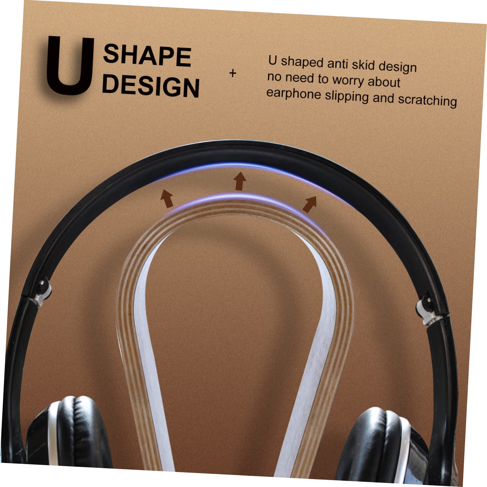 Veemoon Premium Walnut Wood Headphone Stand - Multi-Functional Headset Holder for Home & Office Use, Perfect for Gaming Setup and Audio Equipment Organization