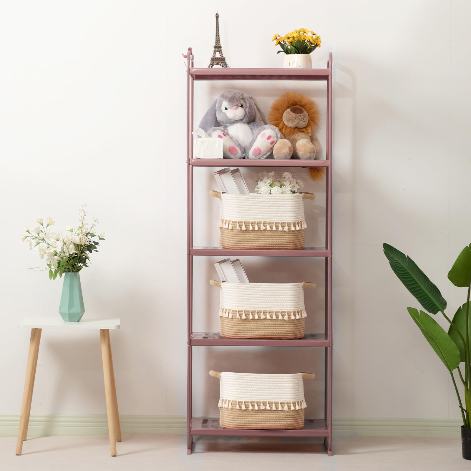 TeoKJ 3-Pack Woven Storage Baskets - Cotton Rope Organizing Bins for Clothes, Books, Plants & Pet Supplies | Boho Chic Home Decor for Bedroom, Nursery & Living Room Organization | White & Jute Fabric Storage Solutions