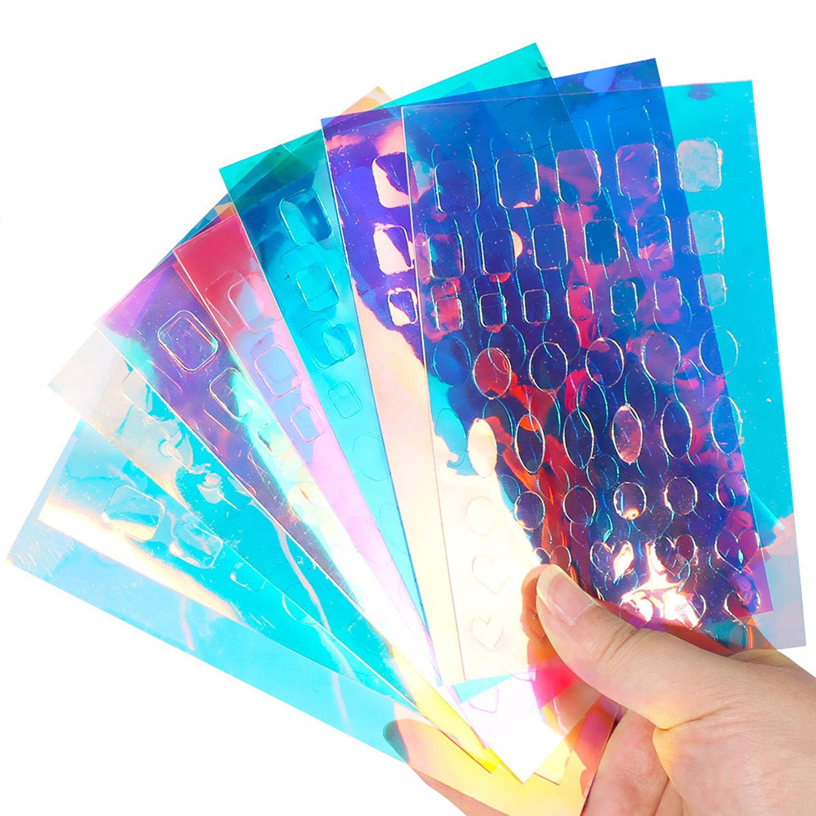 Couraged Aurora Nail Art Stickers - Self-Adhesive DIY Nail Foil Transfer Decals with Glass Paper & Water Drop Designs for Salon & Home Manicures
