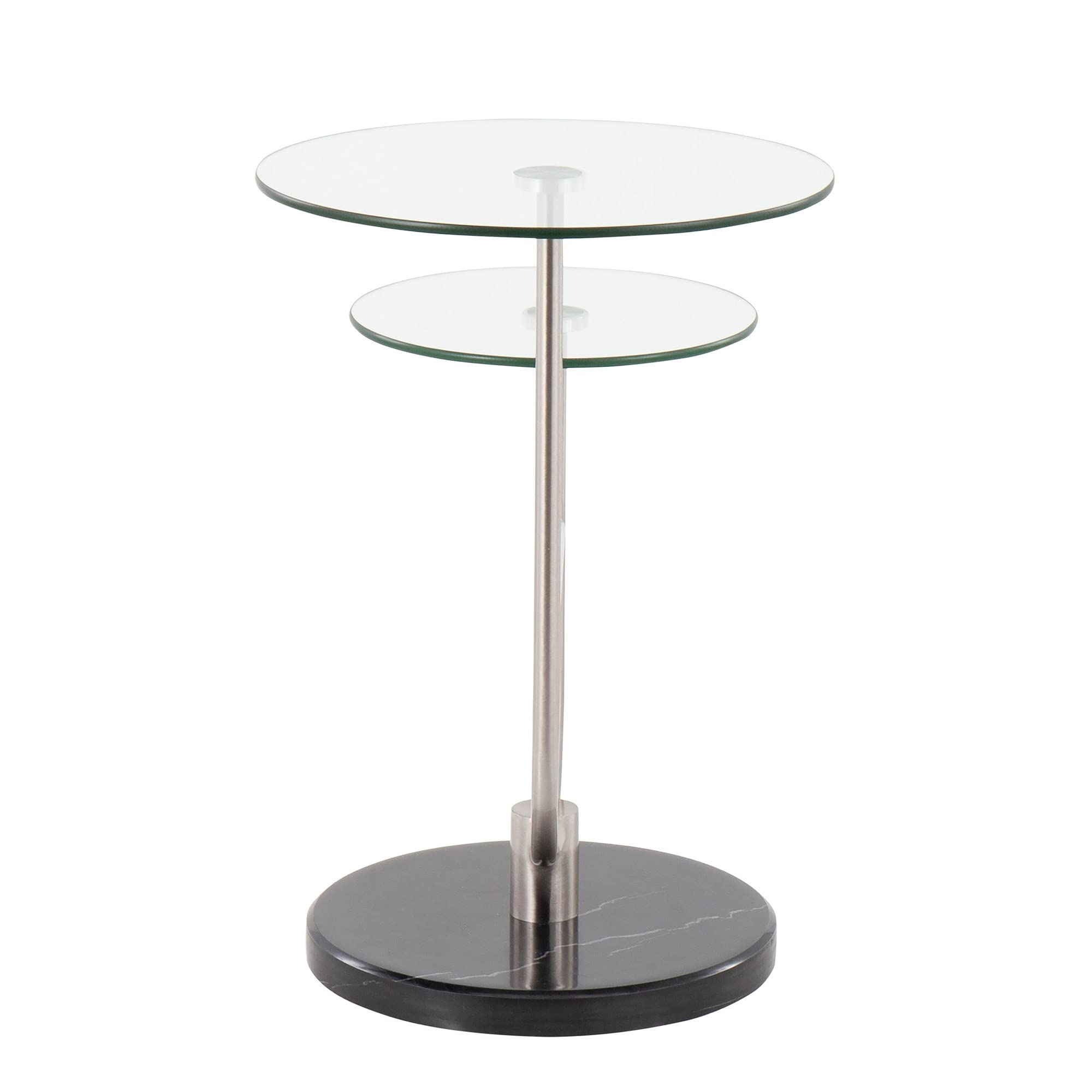 LumiSource Black Round Glass Side Table - Small Accent End Table for Living Room, Couch, Bedroom | Modern Space-Saving Furniture for Apartments & Small Spaces