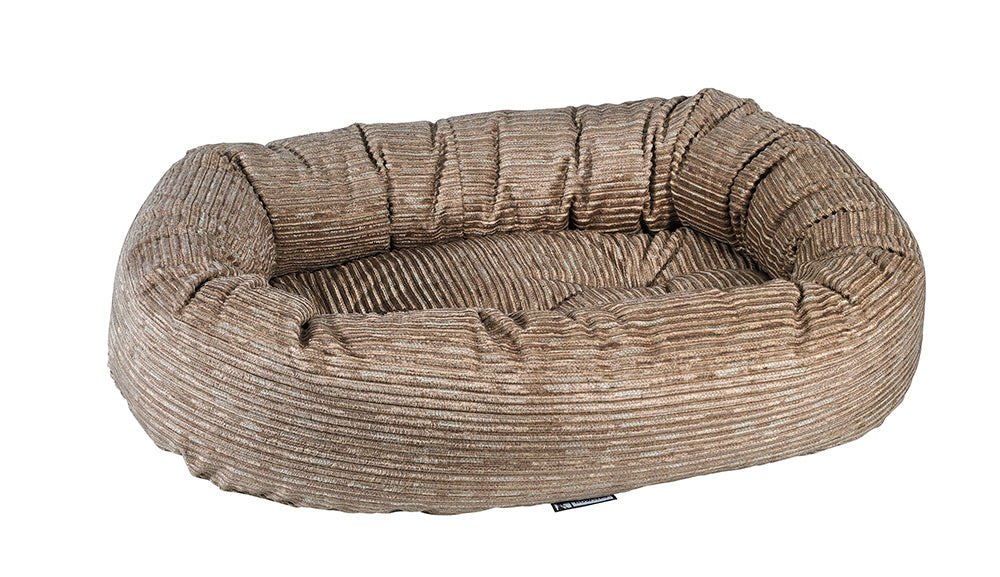 Bowser's Donut Dog Bed - Soft Microvelvet Wheat Color - Cozy Pet Bed for Small & Medium Dogs - Perfect for Crates, Living Rooms & Bedrooms