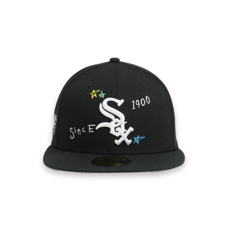 Chicago White Sox Scribble Black 59FIFTY Fitted Hat for Men - Official MLB Baseball Cap for Games, Streetwear & Sports Fashion