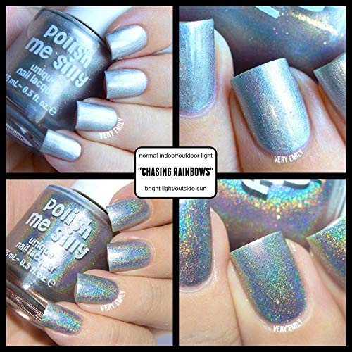 Rainbow Holographic Nail Polish - Shimmering Silver Chrome Vegan Nail Lacquer - Cruelty-Free & Quick Dry Formula for Salon-Quality Manicures at Home - Perfect for Parties, Weddings and Everyday Glam