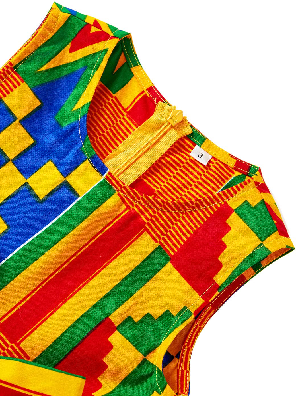 African Print Sleeveless Tie Waist Vintage Dress for Girls - Perfect for Summer Parties, Cultural Events & Casual Wear