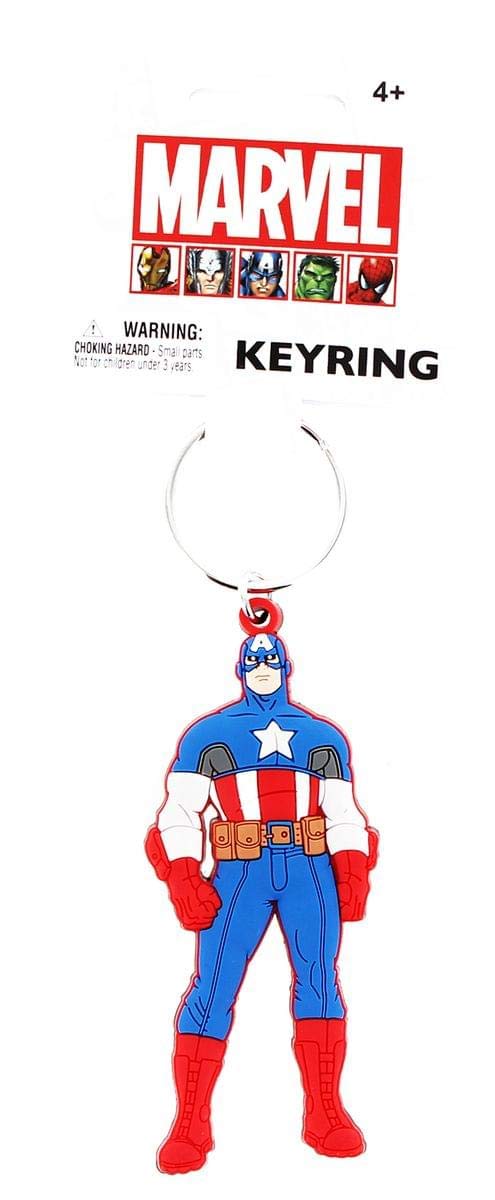 Marvel Captain America Soft Touch PVC Keychain - Durable Superhero Key Ring for Backpacks, Wallets & Gifts | Avengers Collectible Accessory