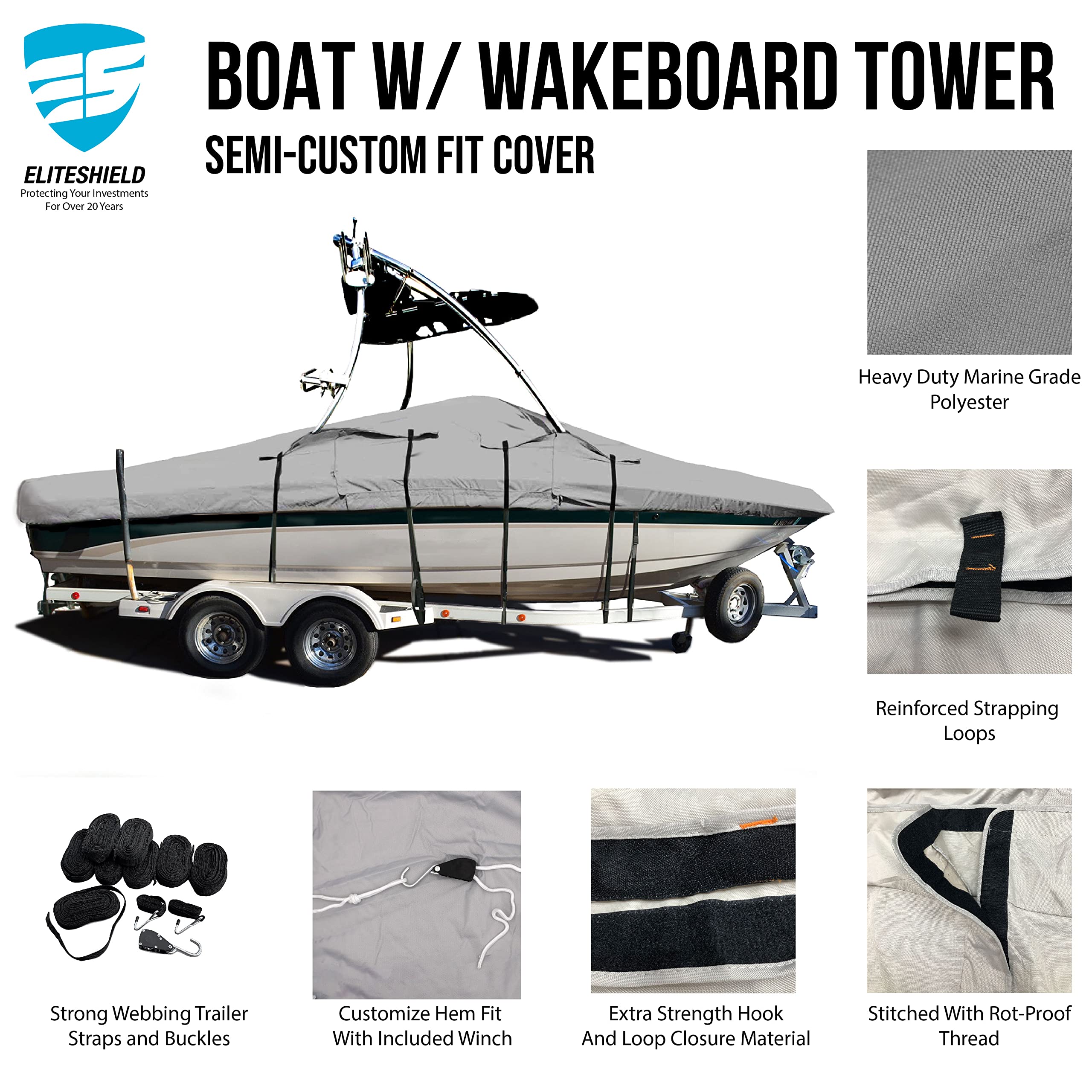 20-21ft V-Hull Fishing Tournament Boat with Ski Wakeboard Tower - 102