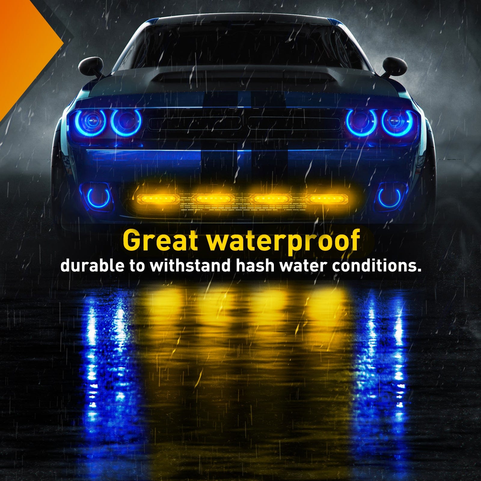 6-Pack Amber LED Surface Mount Emergency Strobe Lights - 6LED Flashing Warning Lights for Trucks, Emergency Vehicles & Hazard Safety - Waterproof & Durable for Outdoor Use
