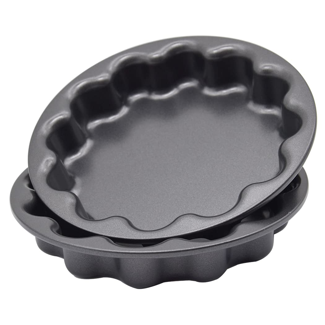 **Hoshen 5.6-Inch Petal-Shaped Carbon Steel Baking Pan Set, Non-Stick Cake Mold for Bread, Muffins & Pastries – FDA Approved, 2-Piece Black Bakeware – Perfect for Home Baking & Party Desserts**