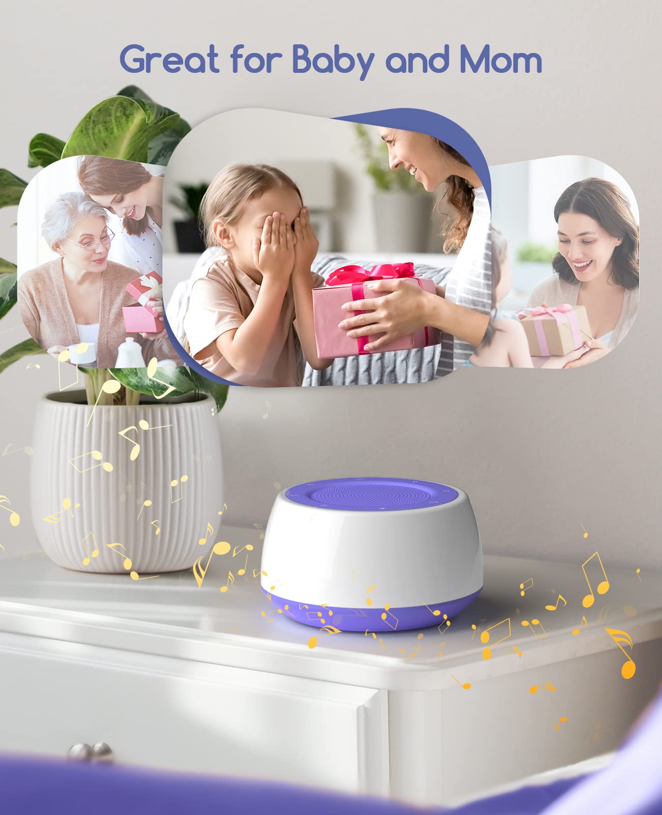 Jack & Rose White Noise Machine for Babies & Kids - Portable Sound Machine with Night Light for Sleeping, Travel & Nursery | Soothing Sleep Aid for Infants, Toddlers & Adults