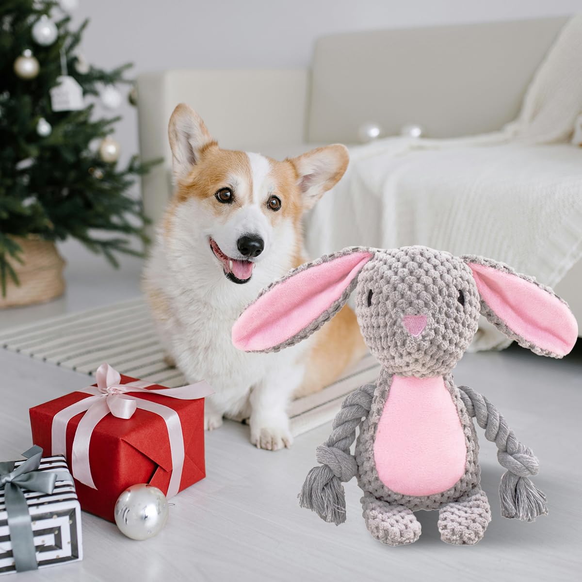 Easter Dog Toys - Squeaky Plush Bunny Egg Chew Toys for Small Dogs | Fun Easter Gifts for Pets, Interactive Play & Training Treats