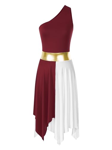 One Shoulder Burgundy