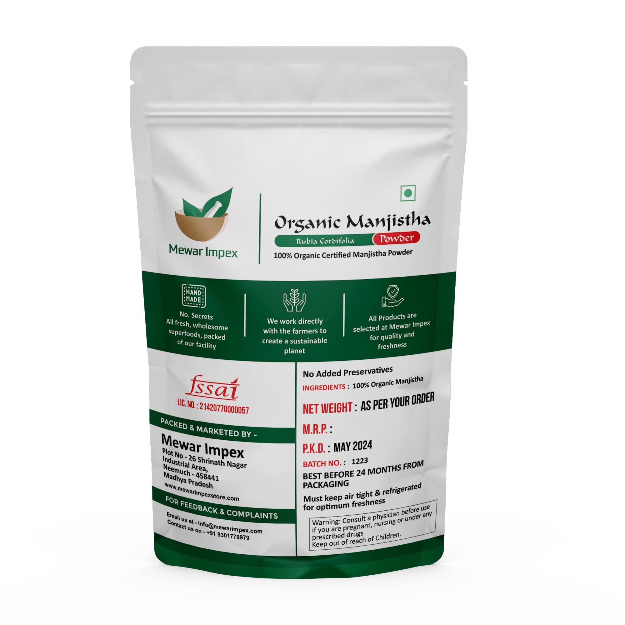 **Mewar Impex Pure Manjistha Powder (Rubia Cordifolia) 900g - Ayurvedic Herbal Supplement for Hair, Skin & Detox - Natural Health Boost for Men & Women - Perfect for Daily Wellness & Beauty Routines**