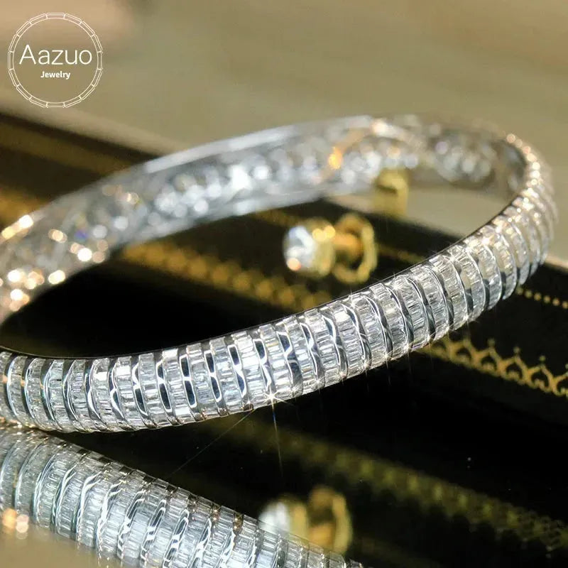 18K White Gold Natural Diamond Bangle for Women - 4.3ct H SI Luxury Bracelet | Wedding, Engagement, Anniversary Gift | Perfect for Parties, Date Nights & Special Occasions