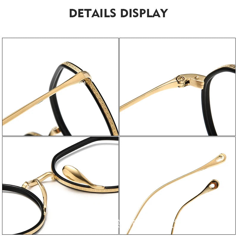 Black Titanium Round Flat Top Eyeglasses for Women - K7310 | Lightweight & Durable Frame for Everyday Wear, Office, and Reading