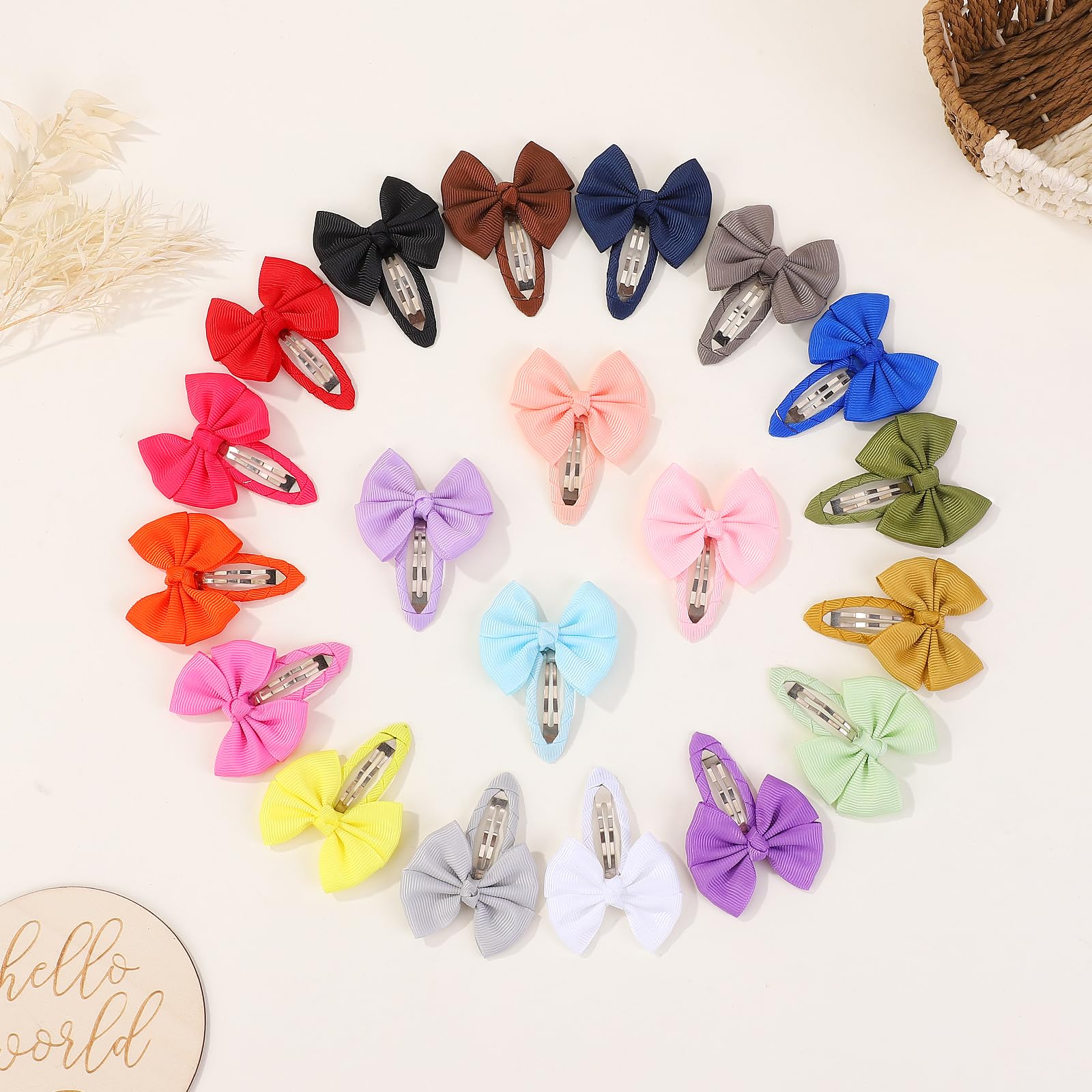 40PCS Snap Hair Bows Clips with Grosgrain Ribbon for Girls - 2 Inch Hair Accessories for Kids and Teens - Perfect for School, Parties, and Everyday Style