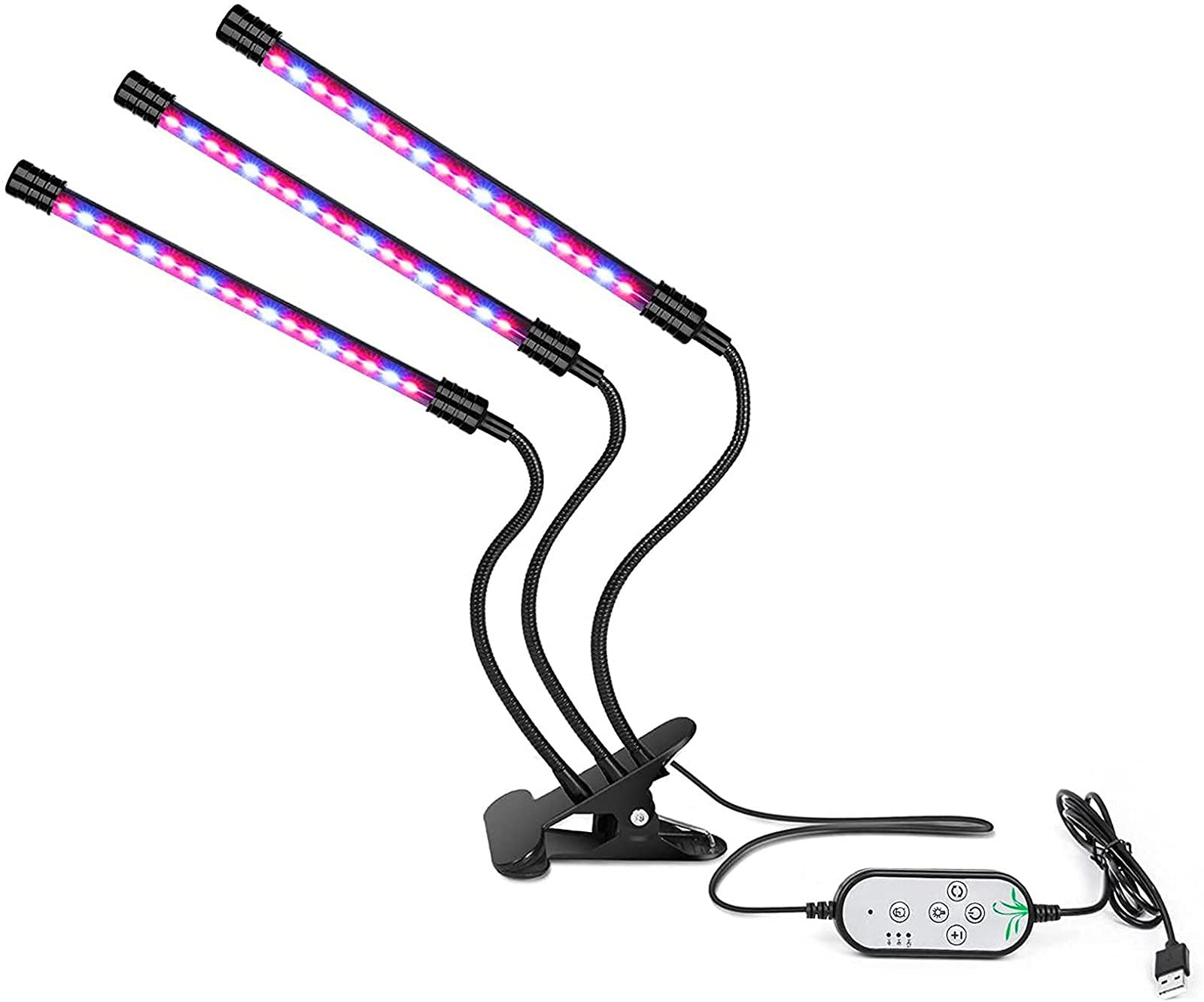 80 LED Full Spectrum USB Grow Lights for Indoor Plants - 360° Adjustable Gooseneck with Timer & Control, 3 Heads - Perfect for Seedlings, Hydroponics & Home Gardening