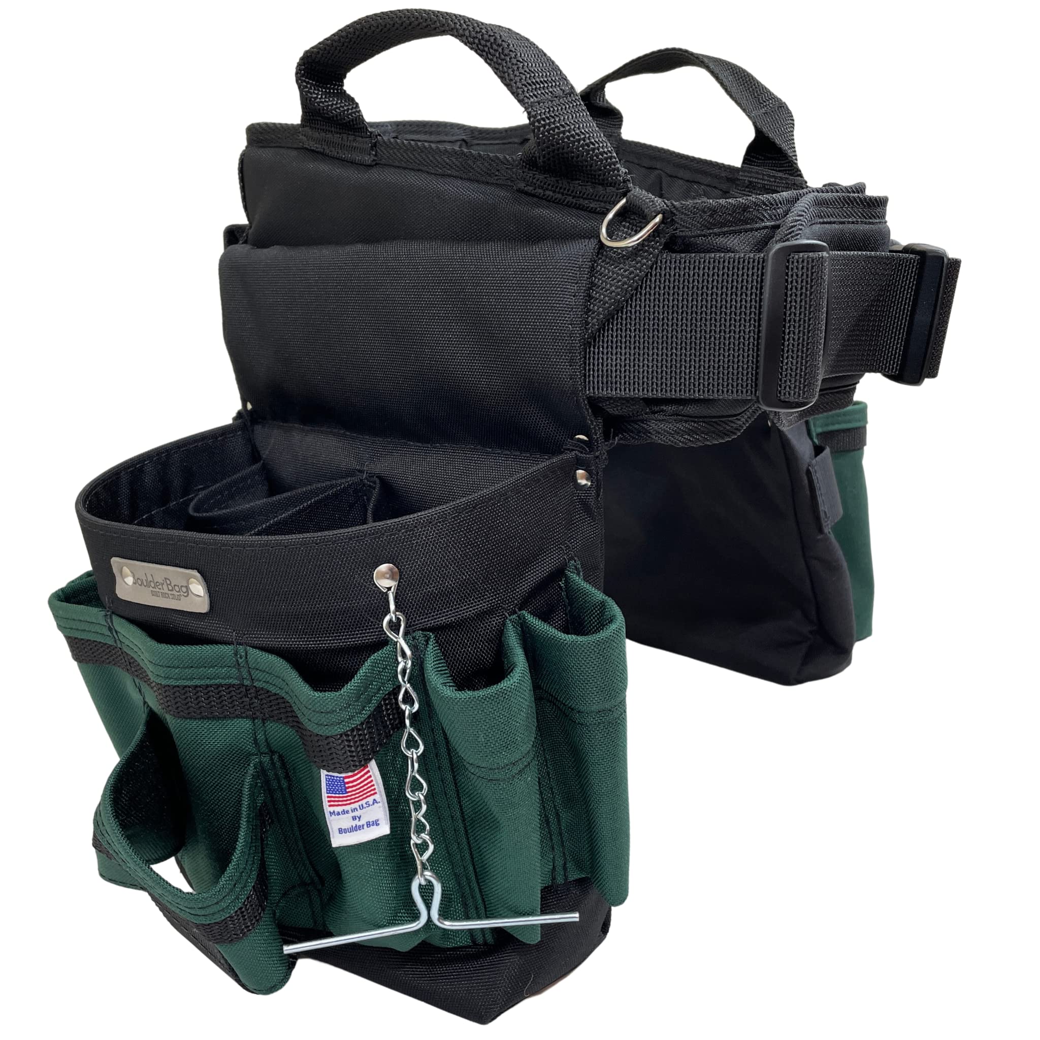 BOULDER BAG Ultimate Electrician's MAX Combo Tool Belt with Comfort Back Support & Quick Release Buckle - Heavy Duty Work Belt for Professionals (Green, 2X-Large 43-48 Inch Waist) - Made in USA - Perfect for Construction, Electrical Work & Home Improvement Projects