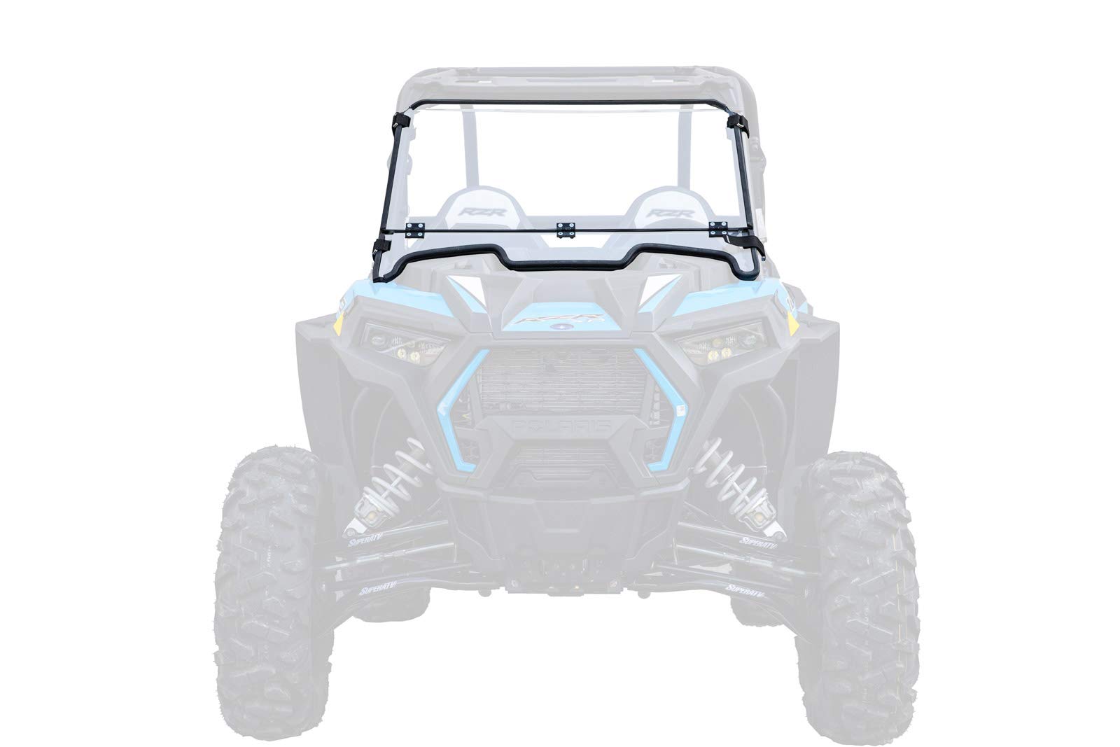SuperATV Scratch-Resistant Flip Down Windshield for Polaris RZR XP / XP 4 Turbo (2019+) - 1/4 Inch Polycarbonate with XR Optic Hard Coating - Convertible Half/Full Windshield - Made in USA - Perfect for Off-Roading, Trail Riding & Winter Protection