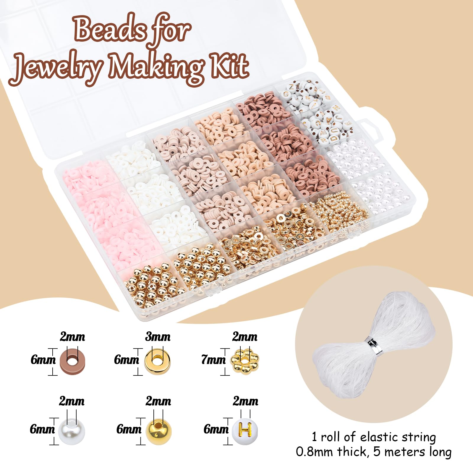 LUDUKOO 2370Pcs Polymer Clay Beads Bracelet Making Kit - DIY Friendship Bracelet Kit with Gold, Letter & Pearl Beads for Girls & Adults | Perfect for Jewelry Making, Gifts & Craft Projects