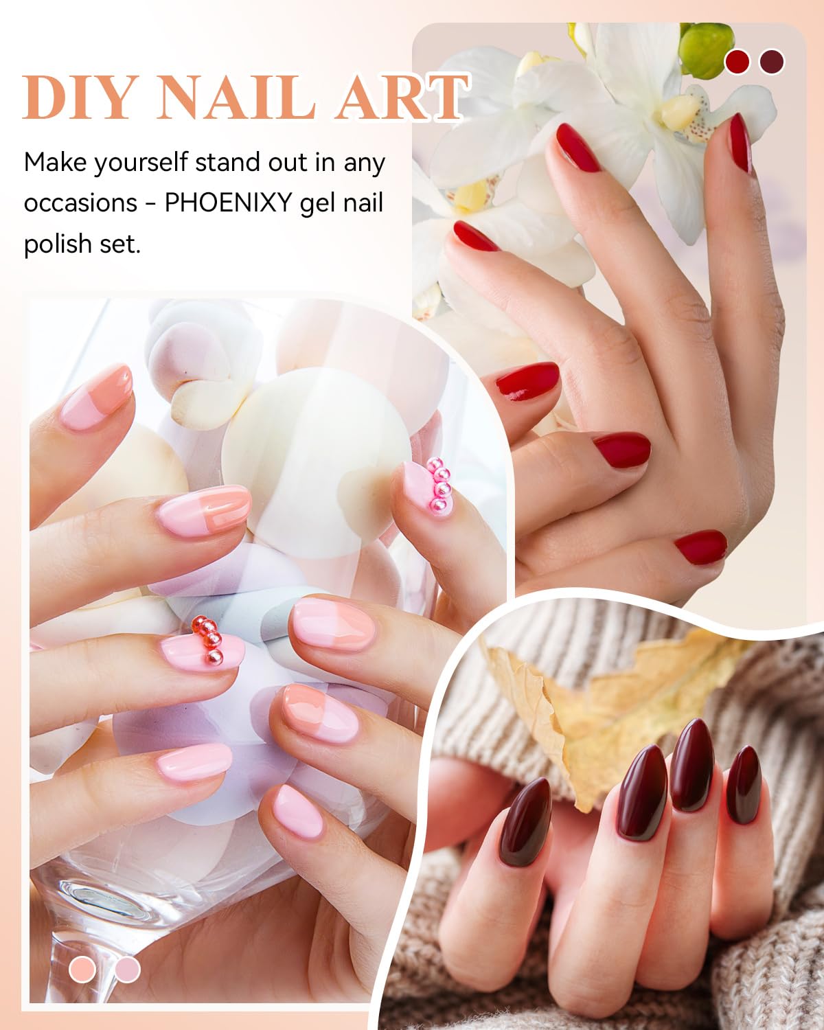 PHOENIXY 61 PCS Gel Nail Polish Kit with UV Light - 40 Colors Soak Off Gel Polish Set, Base & Top Coat, Manicure Starter Kit for DIY Nails at Home - Perfect Gift for Women & Nail Art Lovers