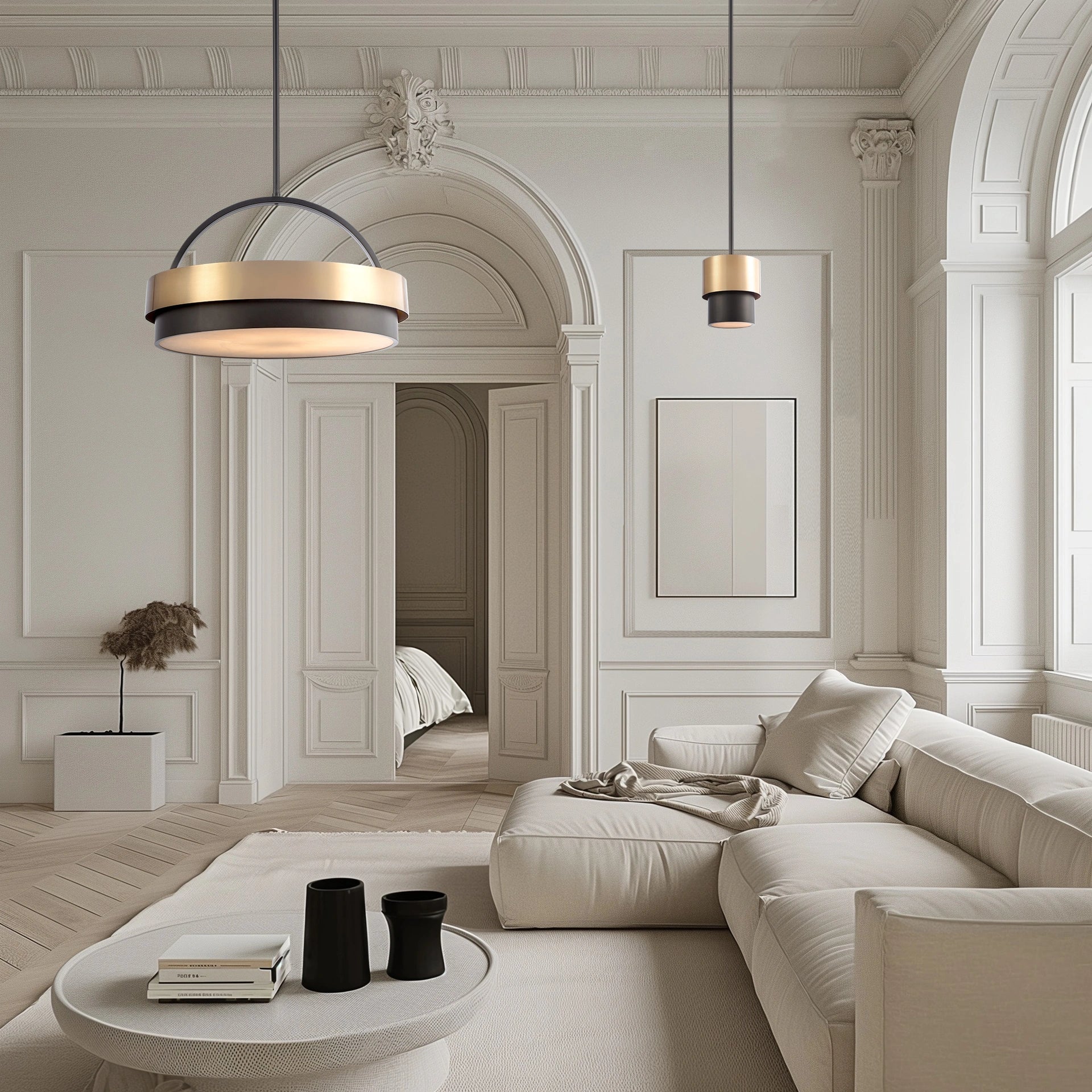 1Lt Single Pendant Light Fixture in Brass Finish - Elegant Ceiling Lighting for Living Room, Bedroom & Dining Room