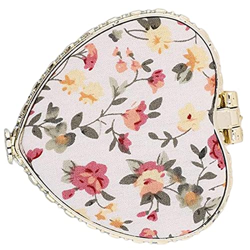 Vintage Folding Makeup Mirror - Double Sided Portable Vanity Mirror for Women, Compact Handbag & Travel Mirror with Heart Design - Perfect for Purse, Office & On-the-Go Touch Ups