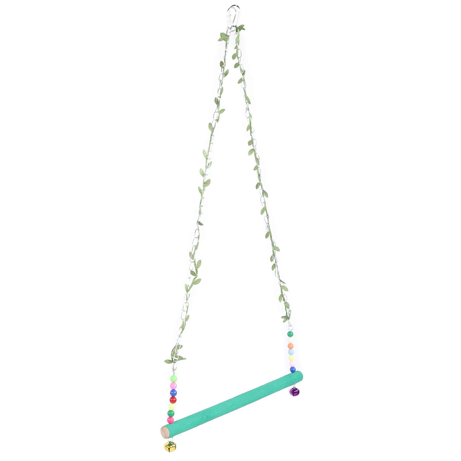 GLOGLOW Large Wooden Parrot Swing Stand with Hanging Bell - Durable Bird Toy for Macaws, Cockatoos & Large Parrots - Perfect for Cage Play & Exercise