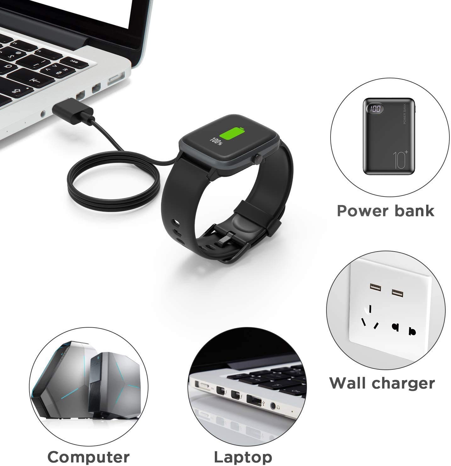 OBKBO Smart Watch Charger, Lamshaw Magnetic USB Charging Cable Replacement for OBKBO 1.69
